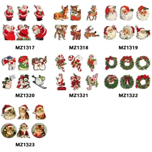 Set di ornamenti appendiabiti natalizi in legno vintage Babbo Natale pupazzo