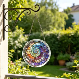 Acrylic mosaic suncatcher window hanging ornament with metal chain for garden decor detail