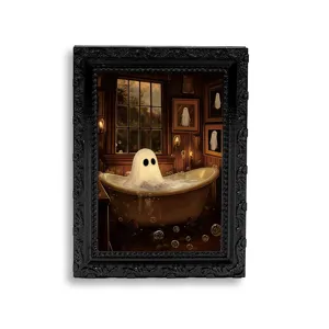Halloween 3D Stereo Ghost Magnetic Fridge Sticker Retro Photo Frame Festive Home Decor Refrigerator Magnetic Sticker