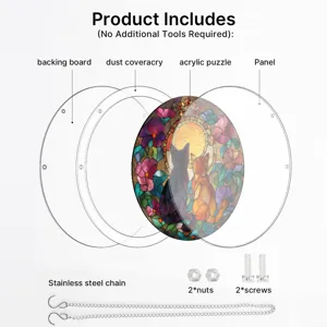 Detailed component diagram showing parts of the acrylic cat window suncatcher.