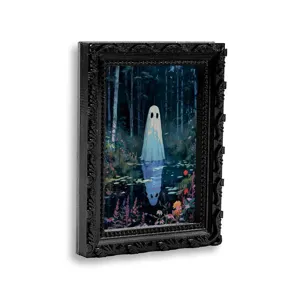 Halloween Geist Magnet Kühlschrankmagnet mit schwarzem Barock Bilderrahmen, Kunstdeko.