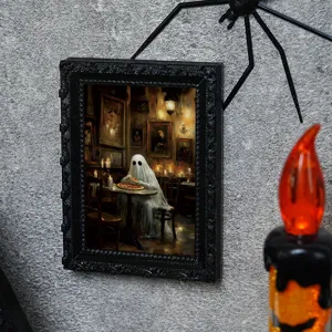 Halloween 3D fantome cadre photo magnetique aimant de frigo decor effrayant detail