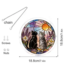 Acrylic cat suncatcher window hanging ornament with chain and screws, size 18.8cm