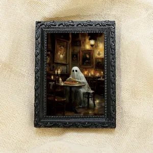 Cadre photo magnétique 3D fantôme d'Halloween autocollant de réfrigérateur style vintage.