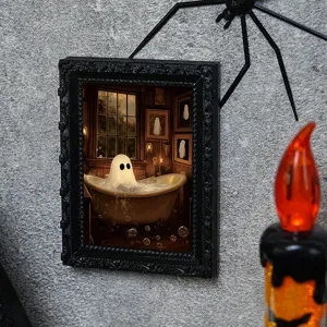 Halloween 3D Ghost Fridge Magnet Photo Frame Spooky Bathtub Art Gothic Home Decor Gift