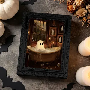 Detailed close-up of the Halloween 3D ghost fridge magnet frame showing exquisite vintage design.