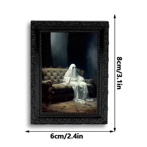 Halloween 3D ghost fridge magnet photo frame, spooky gothic home decor and memo sticker.