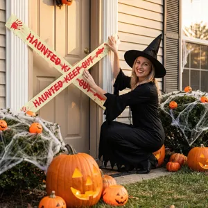 Gruselige Halloween Deko Leuchtende Warnband Aufkleber für Tür Party Dekoration Requisiten