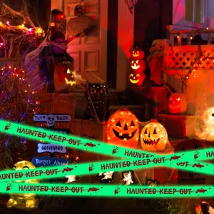 Halloween leuchtendes Warnband im Dunkeln leuchtende Vorsicht TAPE gruselige Party Dekoration