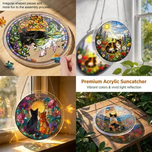 Acrylic Cat Suncatcher Stained Glass Window Hanging Sign Cat Lover Gift Home Room Wall Decor Suncatchers Ornaments