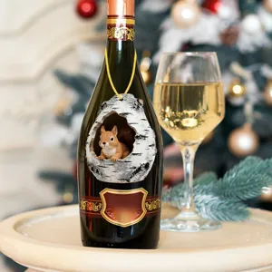 Detailed view of a cute squirrel inside a birch tree hole hanging ornament for holiday decor.