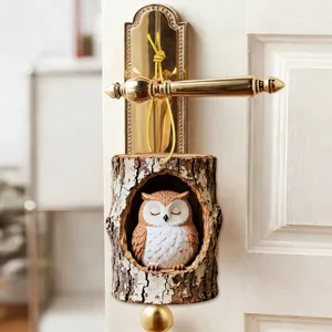Resin tree hole owl hanging decoration miniature home decor door handle ornament pendant