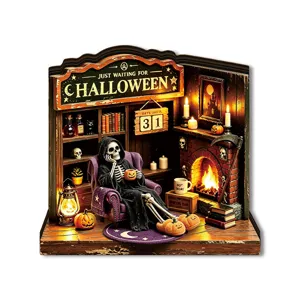 Halloween glowing wooden book nook desktop decoration LED light festival party ornament