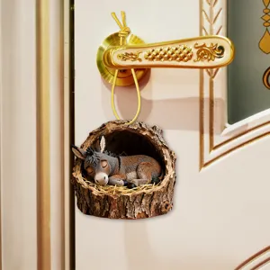 Cute sleeping donkey tree trunk hanging acrylic ornament for door wall home decoration.