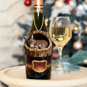 Christmas tree trunk donkey ornament wine bottle pendant holiday party home decor cute design