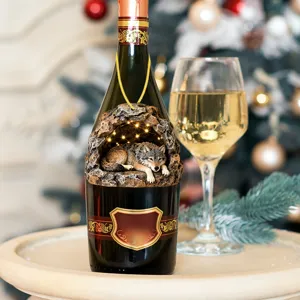 Christmas wolf cave bottle pendant with fairy lights holiday decor resin ornament tree hanging