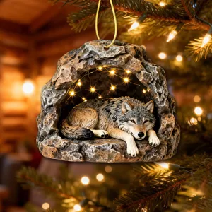 Wolf cave Christmas tree hanging ornament acrylic holiday home decor festive pendant