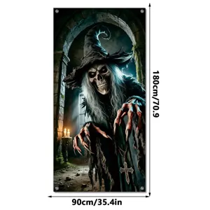 Halloween scary skeleton witch hanging door banner party decoration festival spooky backdrop