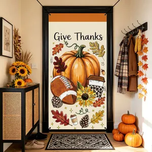 Thanksgiving door banner autumn pumpkin hanging flag holiday home decor festival party