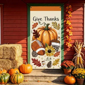 Thanksgiving autumn pumpkin door banner fabric hanging decoration for home holiday party decor