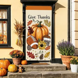 Thanksgiving door banner autumn pumpkin fabric hanging flag for holiday home party decoration