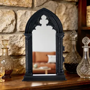 3D Gothic fake window mirror architectural arch design home decor accent black ornament 1pc
