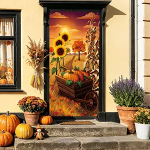 Thanksgiving autumn harvest pumpkin sunflower door banner festival decoration fabric cover