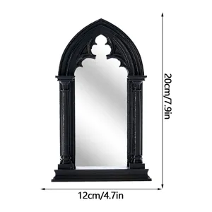 Gothic arched window mirror black vintage wall decor decorative mirror for home room