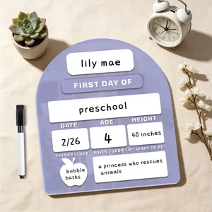 Gepersonaliseerd acryl bord eerste schooldag met stift fotorekwisiet voor kleuterschool.