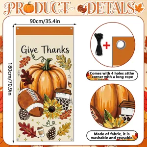 Thanksgiving pumpkin turkey banner door curtain autumn harvest festival home decor 90x180cm