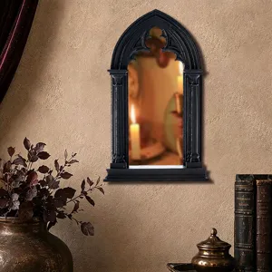Gothic arch window mirror gothic wall decor black vintage framed wall hanging ornament