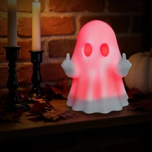 LED leuchtende Geist Halloween Deko Detail, witzige Mittelfinger Geste dekorative Party Lampe.