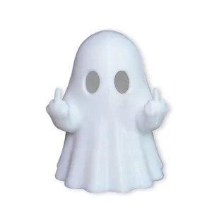 Witzige 3D-gedruckte Geist-Figur mit Mittelfinger-Geste, perfekte Halloween-Party-Deko.