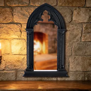 Gothic arched window wall mirror decorative antique black mirror for home room decor