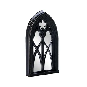 Black gothic window mirror 3d printed arched wall decor vintage aesthetic room decor