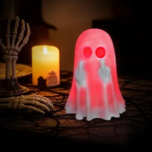 Halloween leuchtendes Geist Nachtlicht, lustige Geste LED gruselige Party Deko Ornament