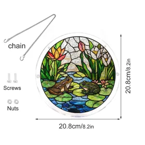 Stained glass style acrylic frog suncatcher window hanging with chain and screws 20.8cm