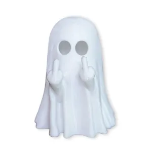 Witzige weiße Geist Figur mit Mittelfinger, Halloween Party gruselige Tischdeko Deko.