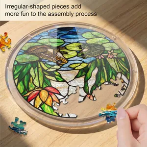 Acrylic stained glass frog puzzle suncatcher hanging decor detail view piece assembly.