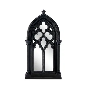 Gothic arched window mirror black decorative wall sticker vintage home decor ornament