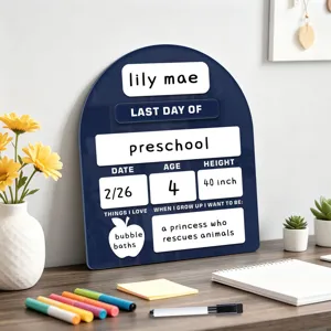Gepersonaliseerd acryl bord voor de laatste schooldag, herbruikbaar schoolbord voor kinderen.