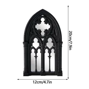Gothic style window wall mirror black decorative vintage arch mirror home decor 20x12cm