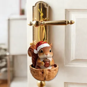 Christmas squirrel hanging ornament detailed view, cute walnut shell design for festive decor.