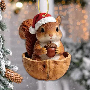 Christmas squirrel hanging acrylic ornament for tree holiday decoration cute animal pendant gift