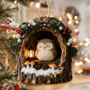 Christmas tree owl ornament hanging decoration for holiday festive home party decor setup.