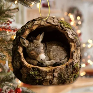 Christmas tree donkey ornament cute animal hanging decor holiday acrylic pendant for home