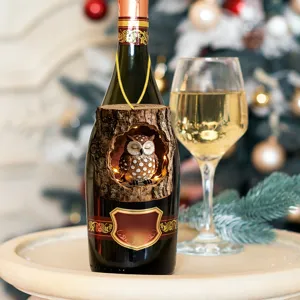 Christmas tree hollow owl hanging ornament decorative bottle pendant with warm LED lights.