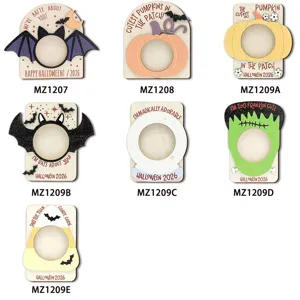 Halloween Wooden Magnetic Photo Frame 3D Bat Pumpkin Picture Frame Refrigerator Magnet Home Holiday Party Decoration