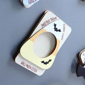 Wooden Halloween candy corn magnetic photo frame refrigerator magnet holiday home decor