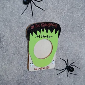 Halloween wooden magnetic photo frame Frankenstein picture holder holiday home decor